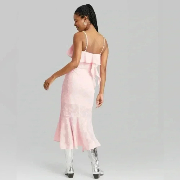 Women’s Wild Fable Pink Ruffle Sleeveless Maxi Dress, size Medium - Picture 3 of 5